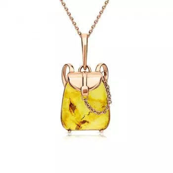 Золотая подвеска с янтарями природными