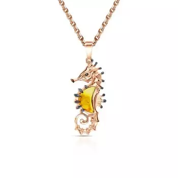 Золотая подвеска с янтарями природными