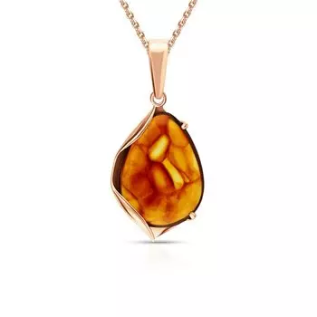 Золотая подвеска с янтарями природными