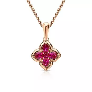 Золотая подвеска с рубинами выращенными