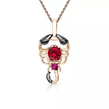 Золотая подвеска с рубинами выращенными