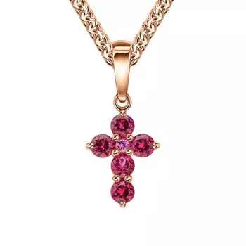 Золотая подвеска с рубинами выращенными