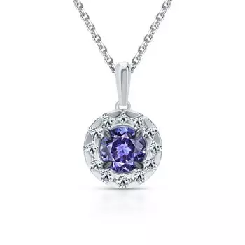 Золотая подвеска с сапфирами природными и танзанитами природными