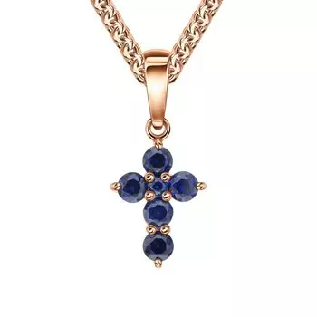 Золотая подвеска с сапфирами выращенными