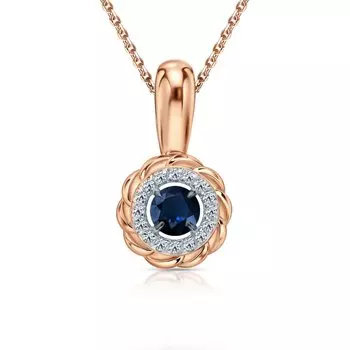 Золотая подвеска с сапфиром и бриллиантами