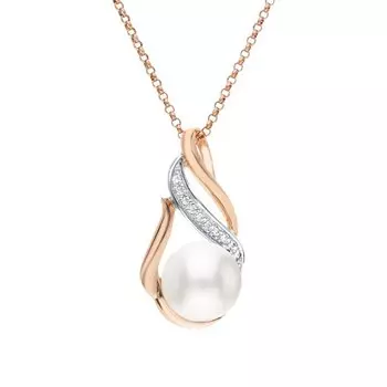 Золотая подвеска с жемчугом и фианитами