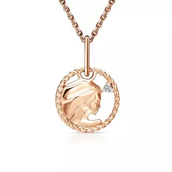 Золотая подвеска-зодиак "Дева" с фианитом