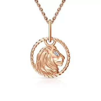 Золотая подвеска-зодиак "Лев" с фианитом