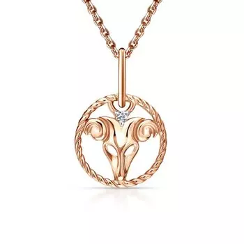 Золотая подвеска-зодиак "Овен" с фианитом