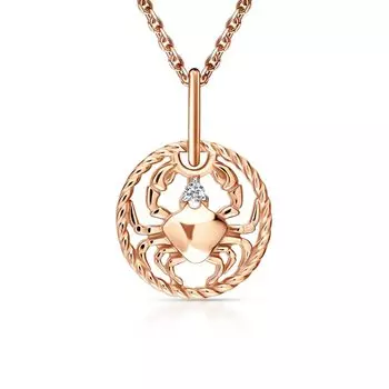 Золотая подвеска-зодиак "Рак" с фианитом