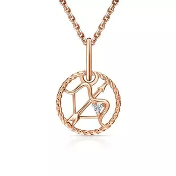 Золотая подвеска-зодиак "Стрелец" с фианитом