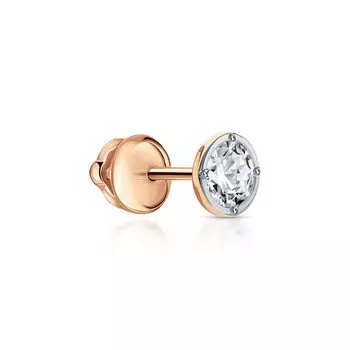 Золотая серьга с фианитами