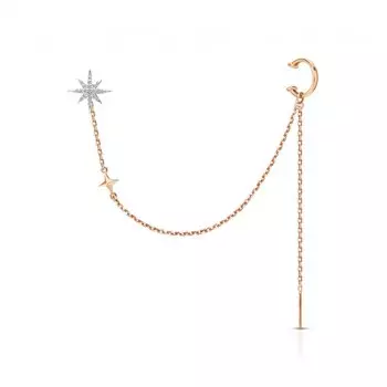 Золотая серьга с фианитами