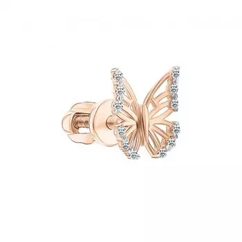 Золотая серьга с фианитами