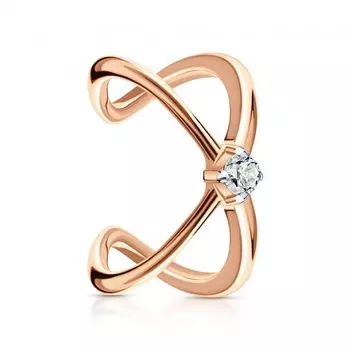 Золотая серьга с фианитами