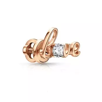 Золотая серьга с фианитом