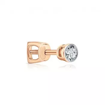 Золотая серьга с фианитом