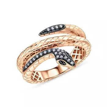 Золотое кольцо с бриллиантами, бриллиантами и бриллиантами чёрными природными