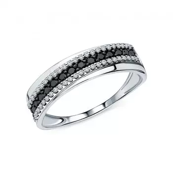 Золотое кольцо с бриллиантами черными природными