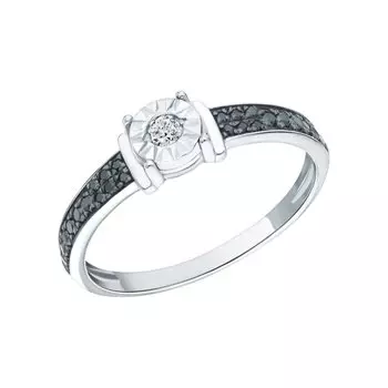 Золотое кольцо с бриллиантами черными природными