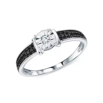 Золотое кольцо с бриллиантами черными природными