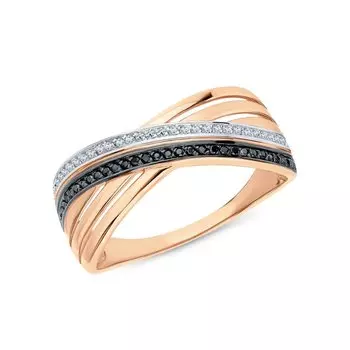 Золотое кольцо с бриллиантами черными природными