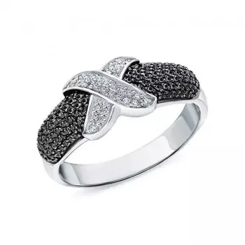 Золотое кольцо с бриллиантами черными природными