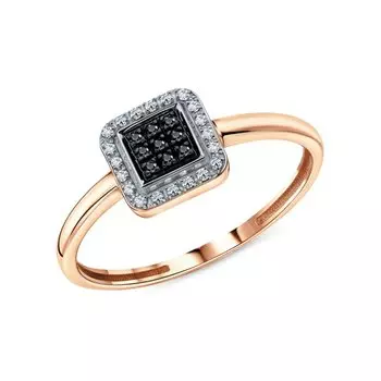 Золотое кольцо с бриллиантами черными природными