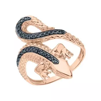 Золотое кольцо с бриллиантами чёрными природными