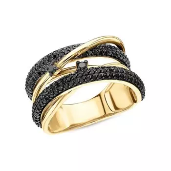 Золотое кольцо с бриллиантами чёрными природными