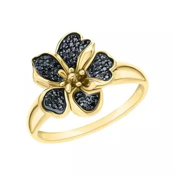 Золотое кольцо с бриллиантами чёрными природными