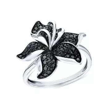 Золотое кольцо с бриллиантами чёрными природными