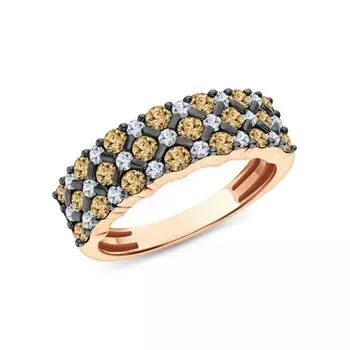 Золотое кольцо с бриллиантами и бриллиантами коньячными природными