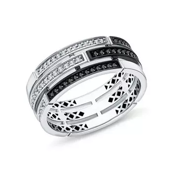 Золотое кольцо с бриллиантами и бриллиантами чёрными природными