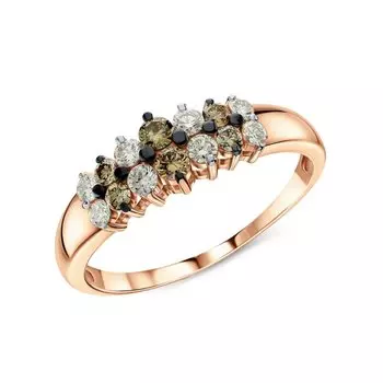 Золотое кольцо с бриллиантами и бриллиантами коньячными природными