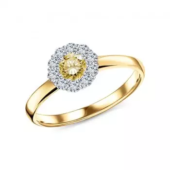 Золотое кольцо с бриллиантами и бриллиантами жёлтыми природными
