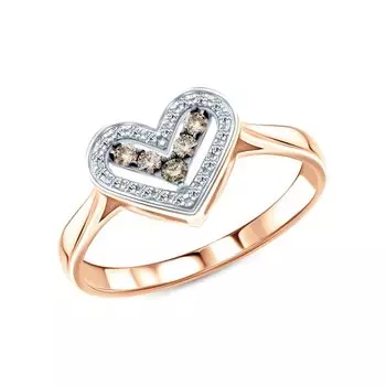 Золотое кольцо с бриллиантами и бриллиантами коньячными природными