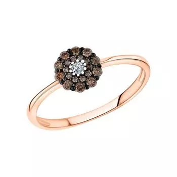 Золотое кольцо с бриллиантами и бриллиантами коньячными природными