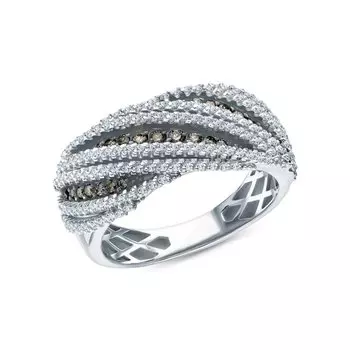 Золотое кольцо с бриллиантами коньячными природными