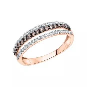 Золотое кольцо с бриллиантами коньячными природными