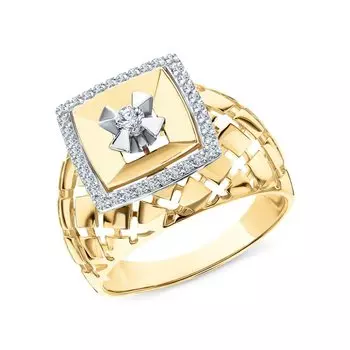 Золотое кольцо с бриллиантами природными