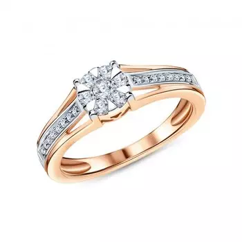 Золотое кольцо с бриллиантами природными