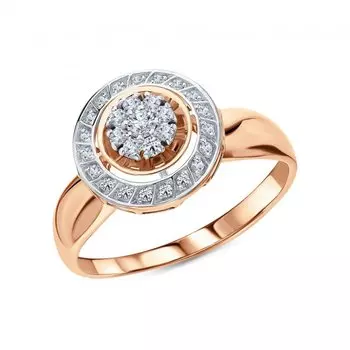 Золотое кольцо с бриллиантами природными