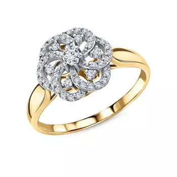 Золотое кольцо с бриллиантами природными