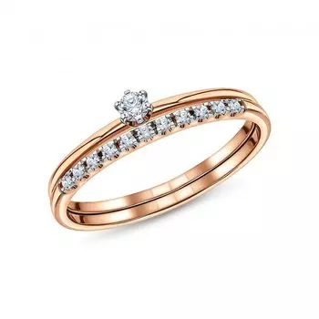 Золотое кольцо с бриллиантами природными