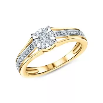 Золотое кольцо с бриллиантами природными