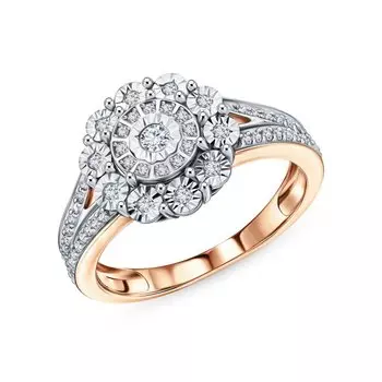 Золотое кольцо с бриллиантами природными