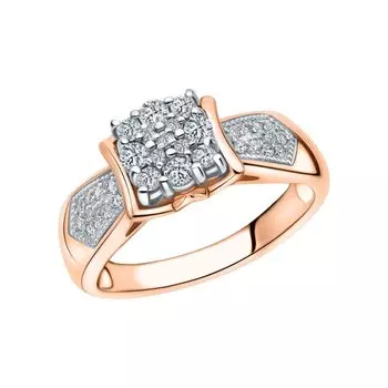 Золотое кольцо с бриллиантами природными