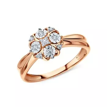 Золотое кольцо с бриллиантами природными