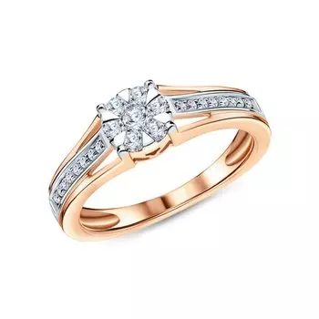 Золотое кольцо с бриллиантами природными